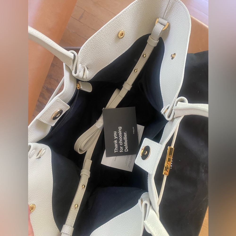DeMellier Pebbled Leather Tote in Light Gray with Gold Hardware - Picture 5 of 8